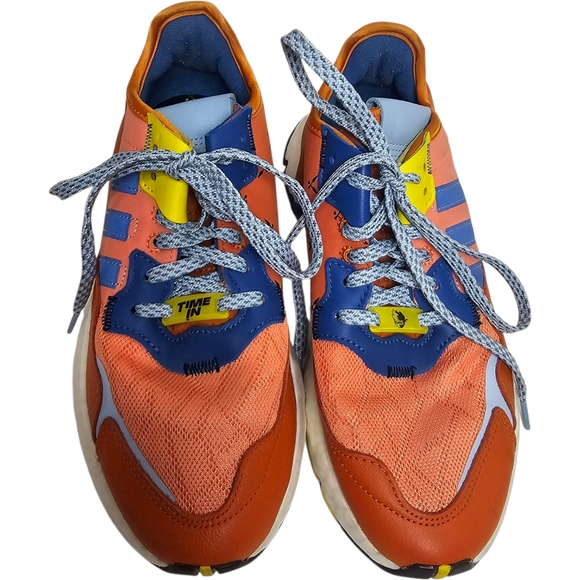Adidas X Ninja Orange Blue Nite Jogger Time In Mesh Leather Sneakers Size 6.5 - Picture 3 of 12